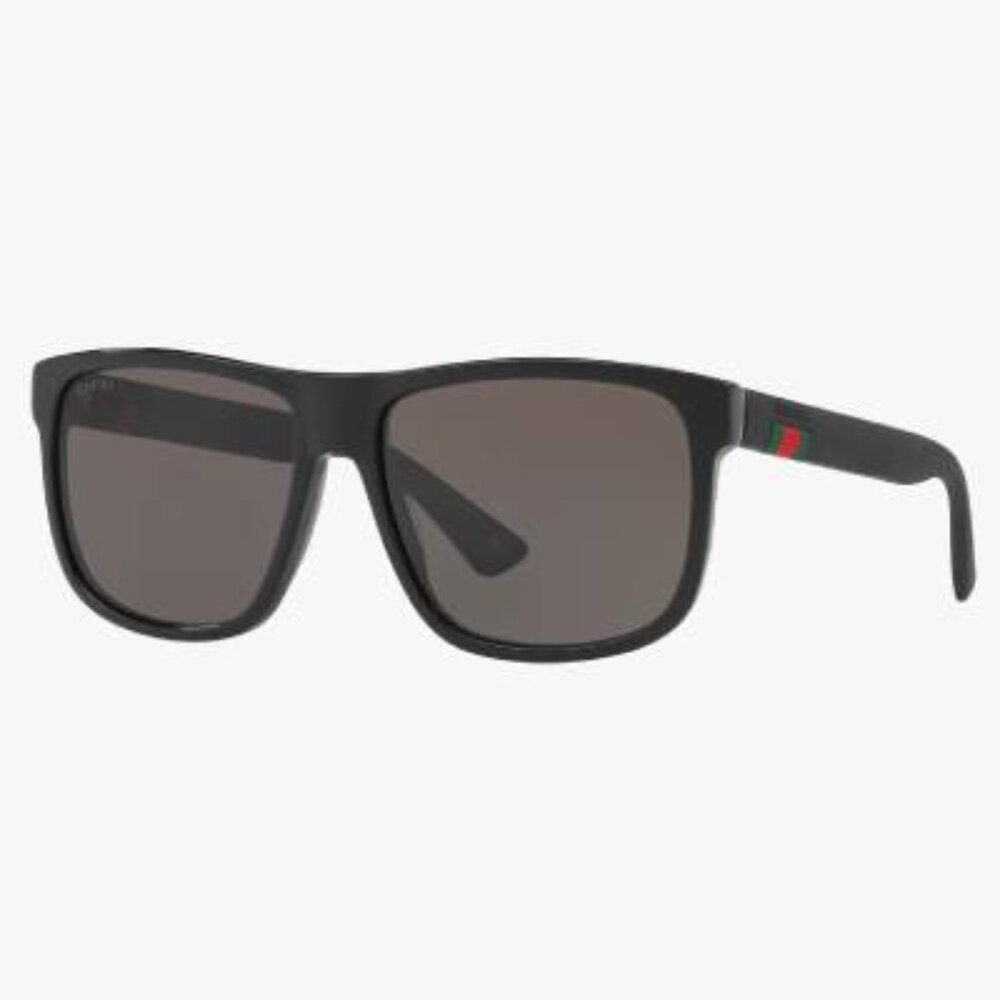 Gucci Men's Rectangle Grey Lens Black Frame Sunglasses